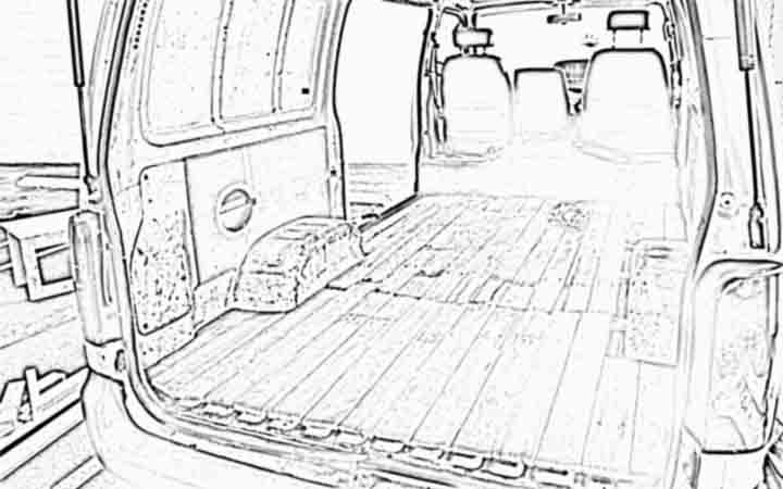 Campervan DIY wooden floor interior